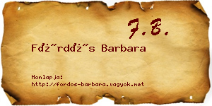 Fördős Barbara névjegykártya